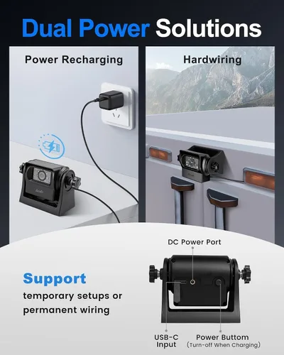 Miniatura 8 de EWAY Cámara de respaldo magnética inalámbrica WiFi de 7 pulgadas, monitor IPS HD 1080P, batería recargable sin cableado, cámara de enganche