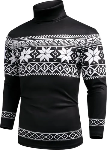 Coofandy - Camiseta básica tipo suéter para hombre, con cuello de tortuga, ajuste entallado y en tejido de punto, estilo informal