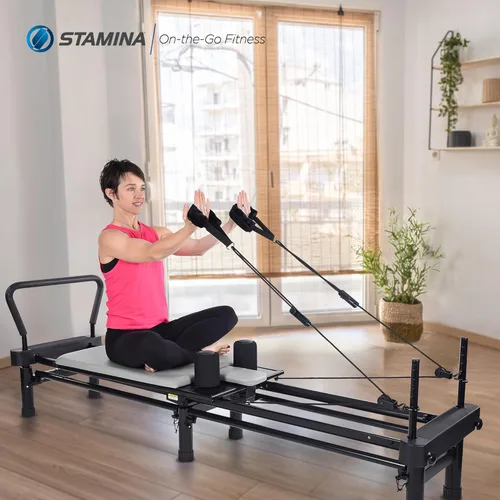 Miniatura 5 de AeroPilates Pilates Reformer Machine, Gym Equipment for Resistance Workout, Strength & Fitness Training - Foldable & Compact Gris