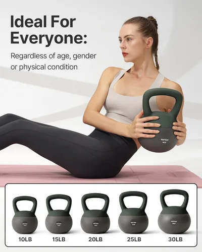 Miniatura 2 de YOTTOY Pesa rusa suave, juego para entrenamiento de fuerza y entrenamientos en casa, base acolchada de lados suaves, mango ancho, ideal
