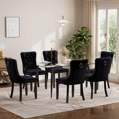 Miniatura 135 de Baysitone Juego de mesa de comedor de vidrio de 51 pulgadas para 4, juego de 5 piezas moderno de comedor, mesa de cocina rectangular de vidrio con 4