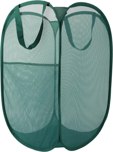 Miniatura 21 de Cesta de lavandería desplegable de malla extra grande de 100 litros con tapa y asas, paquete de 2, cesta de ropa sucia plegable XL