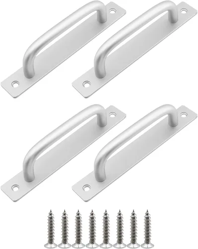 Miniatura 14 de Semetall Paquete de 2 manijas de puerta tipo granero de 5.039 in (5 pulgadas) con orificio central de aleación de aluminio sin perforaciones