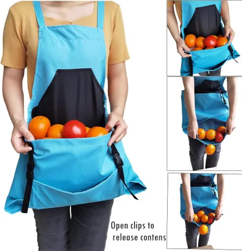 Miniatura 3 de Taoke Delantal de jardinería Oxford impermeable con bolsillos, con correa ajustable y bolsillo para cosecha, regalo para mujeres/hombres