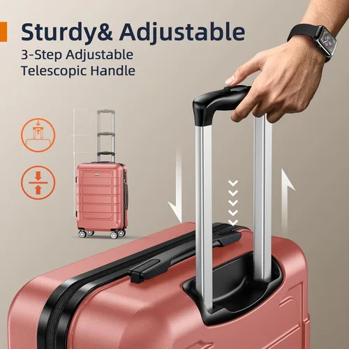 Miniatura 6 de SHOWKOO Sets de equipaje, maleta ampliable con doble ruedas, bloqueo TSA, 3pcs, Rose gold