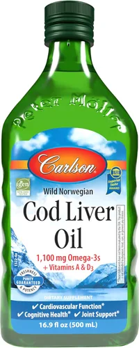 Miniatura 13 de Carlson - Aceite de hígado de bacalao 1100 mg Omega-3 más vitaminas A y D3 - Suplemento de omega 3 EPA DHA de captura silvestre - Aceite de pescado