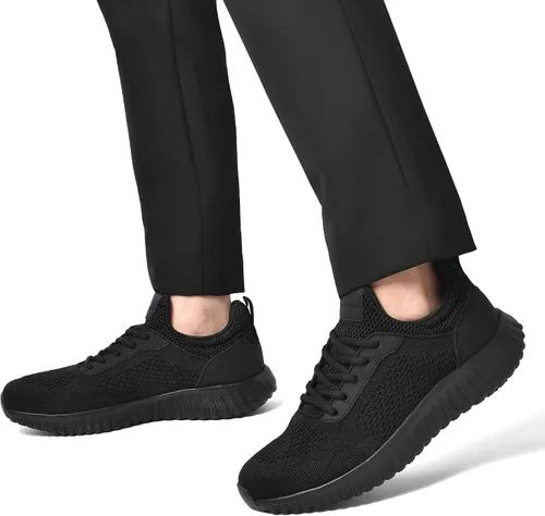 Miniatura 9 de Bruno Marc Zapatos de trabajo antideslizantes para hombre, zapatos para caminar, color negro y ligero, para cocinero, cocina, restaurante, tenis