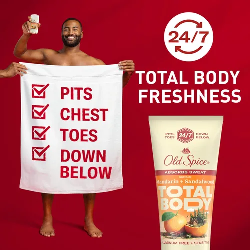 Miniatura 2 de Old Spice Crema desodorante para todo el cuerpo para hombres, sin aluminio, aroma a mandarina + sándalo, protección contra olores 24/7, frescura