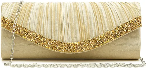 Dasein Bolsos de noche de satén para mujer bolsos de mano bolsos de boda bolsos formales para fiesta graduación con diamantes de imitación