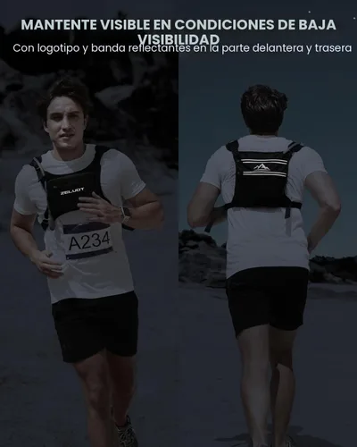 Miniatura 5 de Zelvot Chaleco para correr con vejiga de agua de 1 litro, patente original de Estados Unidos, chaleco de hidratación reflectante ajustable, mochila