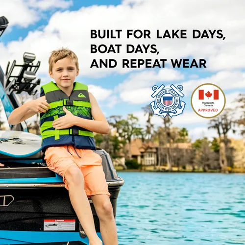 Miniatura 4 de QUIKSILVER USCG Approved Life Jacket for Youth/Kids/Toddler, Lightweight Life Vest Type III PFD, for Boating, Paddleboarding, Kayaking, Waterskiing