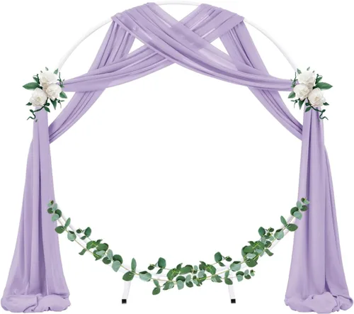 Miniatura 2 de Socomi Tela para Cubrir Arco de Boda 2 Paneles 29" x 19 Pies Lavanda Púrpura Cortina de Gasa Transparente de 6 Yardas para Decoración de Ceremonia