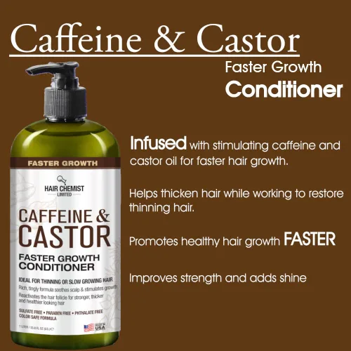 Miniatura 3 de Hair Chemist Acondicionador de crecimiento más rápido con cafeína y ricino, 33.8 onzas, acondicionador para el cabello para un crecimiento más