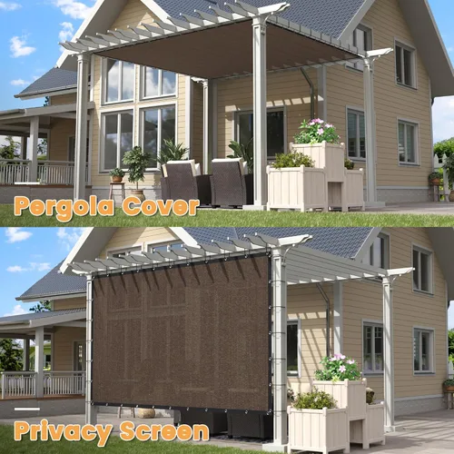Miniatura 4 de VICLLAX Sombra Tela para el sol, pantalla de privacidad con ojales para patio, jardín, pérgola, toldo, 6 x 6 pies, moca