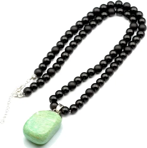 Miniatura 23 de Colgante de turmalina cruda natural, Collar de cuentas de ónix negro genuino, Collar de piedra negra, Collar de piedras preciosas, Cuentas de 0.315