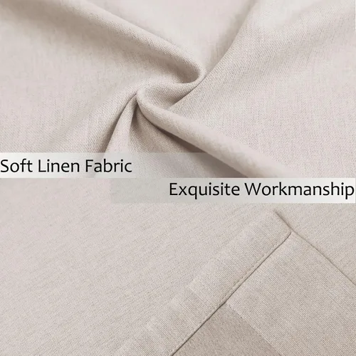 Miniatura 7 de Frelement Cortinas opacas de lino natural, paneles de cortinas con bolsillo para barra y pestaña trasera, para sala de estar, cortinas