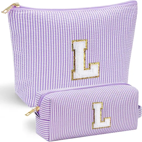 Miniatura 13 de YOOLIFE Regalos del Día de la Madre para mujeres, bolsa de maquillaje con inicial, bolsa de cosméticos, bolsa de maquillaje de viaje, regalos Rosado