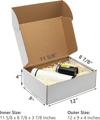 Miniatura 2 de Timirog Cajas de envío blancas 12x9x4" Paquete de 20 - Caja de correo de cartón corrugado para pequeñas empresas, suministros de embalaje
