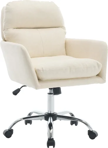 Miniatura 12 de YISHENG Silla de escritorio de piel sintética para oficina en casa, silla giratoria ajustable para computadora con ruedas y brazos, cómoda silla