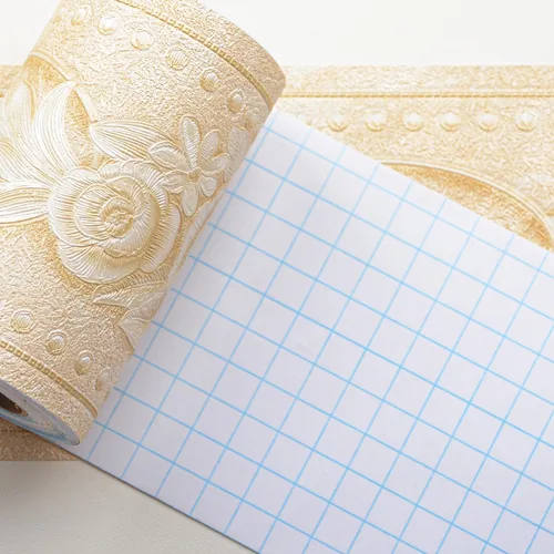Miniatura 8 de AbaBoorty Papel Tapiz con Borde Floral Beige para Decoración 196"X4.1" Despegar y Pegar Borde de Pared Impermeable Adhesivo de Azulejos Papel Tapiz