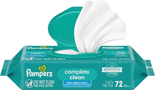 Miniatura 17 de Pampers Toallitas para bebé, limpieza completa y perfumada para bebé, limpia suavemente de la cabeza a los pies, 72 en total (1 paquete abatible)