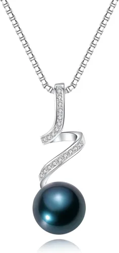 Miniatura 34 de Collar de perlas negras, blancas, doradas, grises para mujer, collar con colgante de plata esterlina, perlas cultivadas en agua salada auténticas