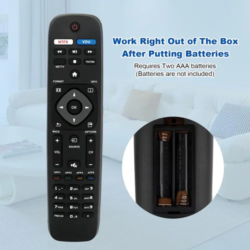 Miniatura 5 de Nuevo reemplazo remoto apto para Philips Smart TV NH500U NH500UW NH503UP 55PFL5602 50PFL5602 43PFL5602 75PFL6601 32PFL4902 40PFL4901 43PFL4901