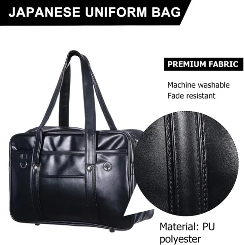Miniatura 2 de Mikikit Bolsa de viaje portátil de cuero para hombre, bolsa de hombro para portátil, maletín para libros, para hombre, uniforme japonés, bolsa
