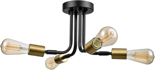 Miniatura 11 de Globe Electric 66000073 Lámpara de techo con brazo ajustable de montaje semiempotrado de 4 luces, latón mate, brazos giratorios, accesorios