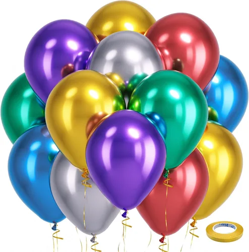 Miniatura 176 de Bezente - Globos de 12 pulgadas de látex con confeti para bodas, graduaciones, despedidas de soltera y cumpleaños, aptos para helio, dorado, 60
