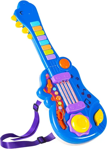Guitarra de dinosaurio para niños, instrumentos musicales 2 en 1, para regalos de niños y niñas de 3, 4 y 5 años, guitarra eléctrica para niños