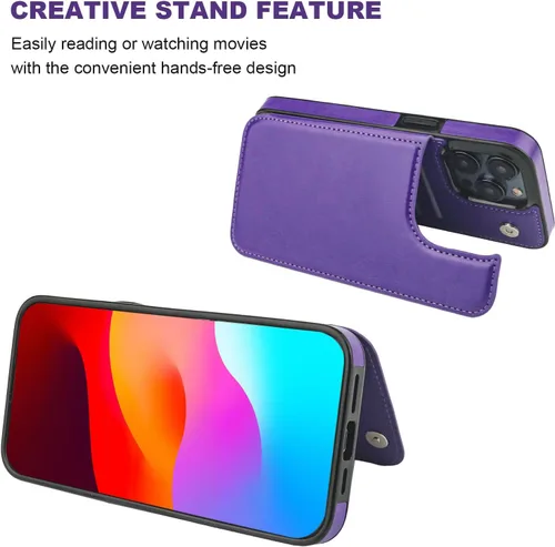 Miniatura 5 de ONETOP Compatible con iPhone 15 Pro Max Funda Cartera con Portador de Tarjetas, Cuero PU con Soporte Ranuras para Tarjetas, Doble Cierre Magnético