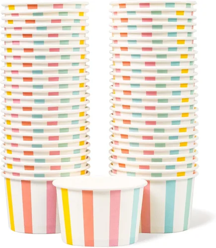 MATICAN Tazas de papel para helado, 50 unidades de 5.5 onzas, cuencos desechables para postres para alimentos calientes o fríos, suministros de