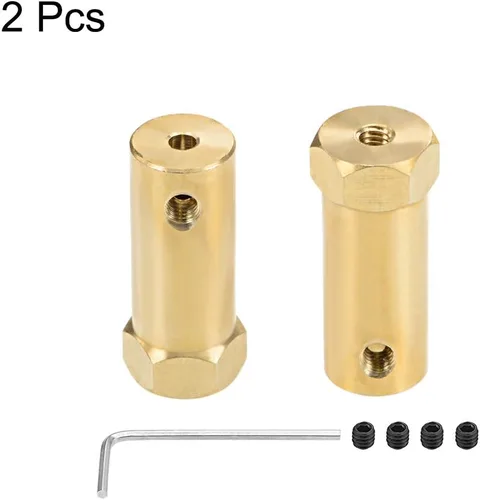 Miniatura 3 de uxcell Acoplador hexagonal de 0.118 in de diámetro del motor hexagonal de latón conector de acoplamiento para ruedas de coche, neumáticos, motor