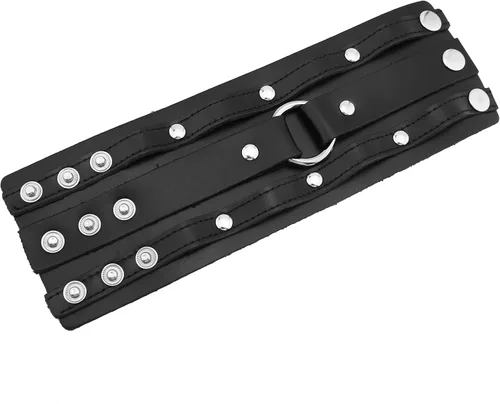 Miniatura 4 de HZMAN Brazalete ancho gótico punk rock biker pulsera de cuero con correa ancha, Cuero