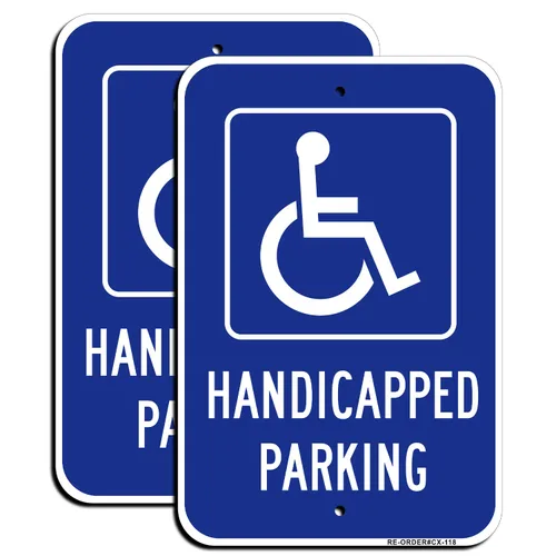 MUXYH Señal de estacionamiento para discapacitados, paquete de 2 letreros de estacionamiento reservado, con imagen de letrero para silla de ruedas,
