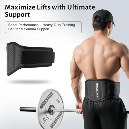 Miniatura 5 de MANUEKLEAR Cinturón de Levantamiento de Pesas para Gimnasio, Cinturón de Entrenamiento de Levantamiento de Pesas y Powerlifting para Hombres