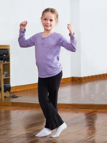 Miniatura 6 de Stelle Leggings acampanados para niña con bolsillos, cintura alta, corte de bota, pantalones de yoga para danza, pantalones acampanados