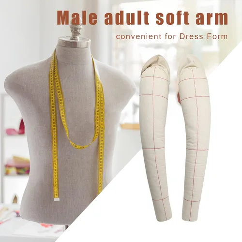 Miniatura 4 de Brazos de costura con patrón de vestido para hombres, brazos de algodón suave para hombre adulto, maniquí de sastre de cuerpo completo, brazos