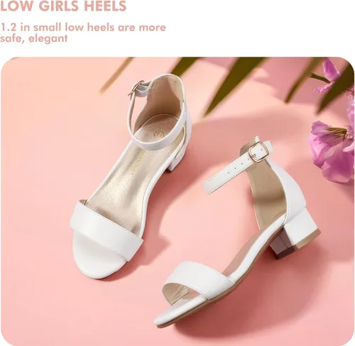 Miniatura 5 de PANDANINJIA Zapatos de vestir para niñas, sandalias de tacón para niños, correa de tobillo, para boda, fiesta, Phoebe Flower Girl