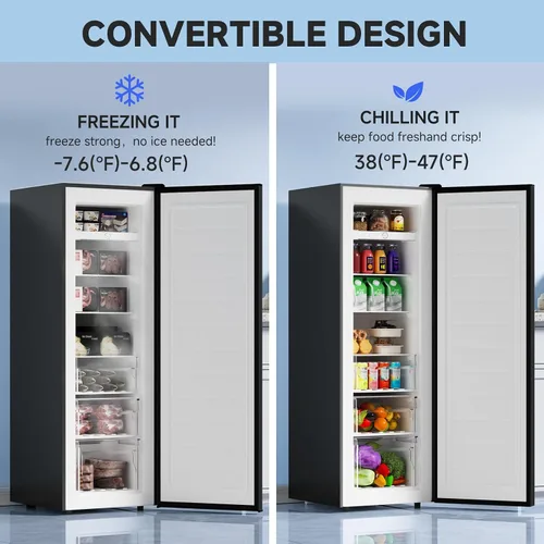 Miniatura 2 de BANGSON - Congelador vertical, congelador independiente de 7.0 pies cúbicos, congelador/refrigerador vertical convertible de una puerta para cocina