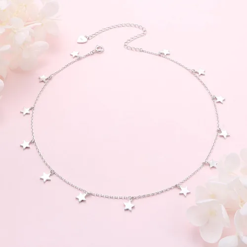 Miniatura 3 de Gargantilla de plata esterlina con colgante de cadena de disco para mujer, 13+3 pulgadas