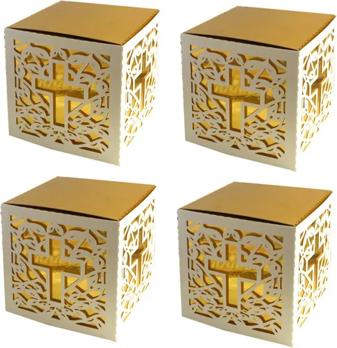 Miniatura 6 de Sohapy 50 cajas de dulces de papel kraft para dulces, caja de regalo, regalo de baby shower, decoración de cumpleaños, suministros de decoración