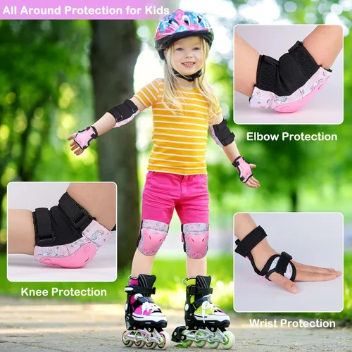 Miniatura 2 de FIODAY - Rodilleras para niños, rodilleras para niños pequeños y coderas con bolsa de cordón, juego de equipo de protección ajustable para niñas