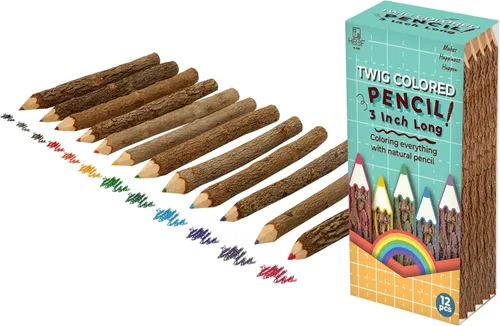 BSIRI Lápices profesionales para colorear surtidos, ramitas de madera de colores para exteriores, árbol de lápices para niños, decoración de