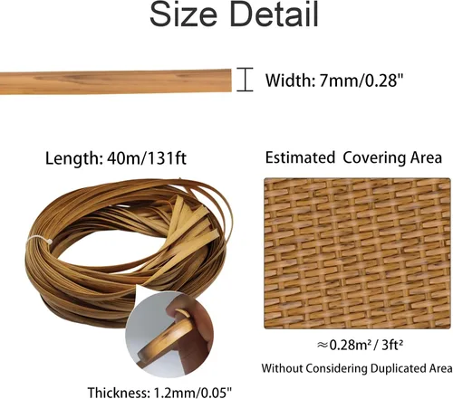 Miniatura 3 de Feyart Kit de reparación de mimbre gris de 25m/82ft 0.335 in, kit de reparación de ratán PE para fijación de sillas de mimbre, reparación de muebles