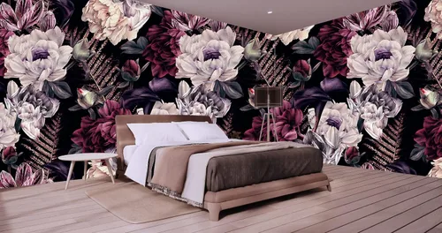 Miniatura 24 de MFWFM - Papel tapiz de peonías grises con diseño floral de acuarela para guardería (no se despega y pega)