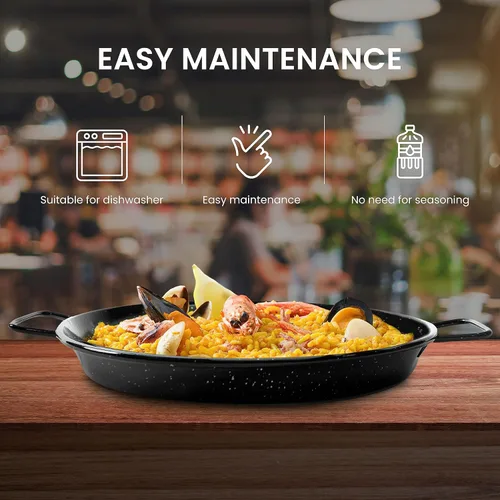 Miniatura 5 de Machika Sartén para paellas, utensilios de cocina de inducción profesionales, sartén antiadherente de acero esmaltado para cocinar comida