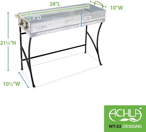Miniatura 3 de Achla Designs WT-03 - Caballete de metal pequeño, para plantas para interiores y exteriores, con bandeja extraíble, pequeño, negro y acero