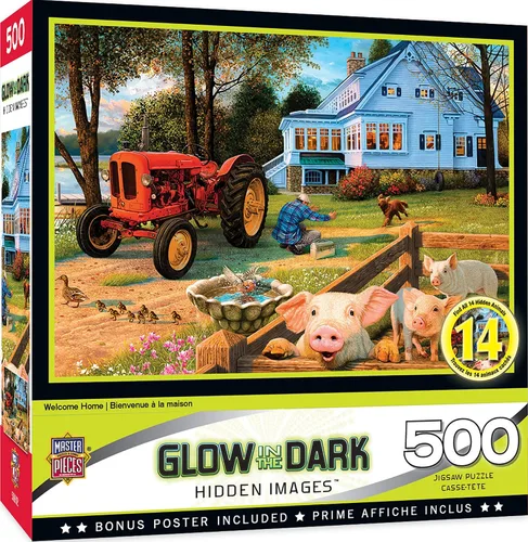 Miniatura 18 de MasterPieces - Rompecabezas de 500 piezas, brilla en la oscuridad, imágenes ocultas, Corner Market, diversión para adultos, familia, niños, 15" x 21